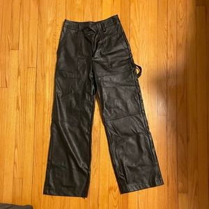 Leather cargo pants